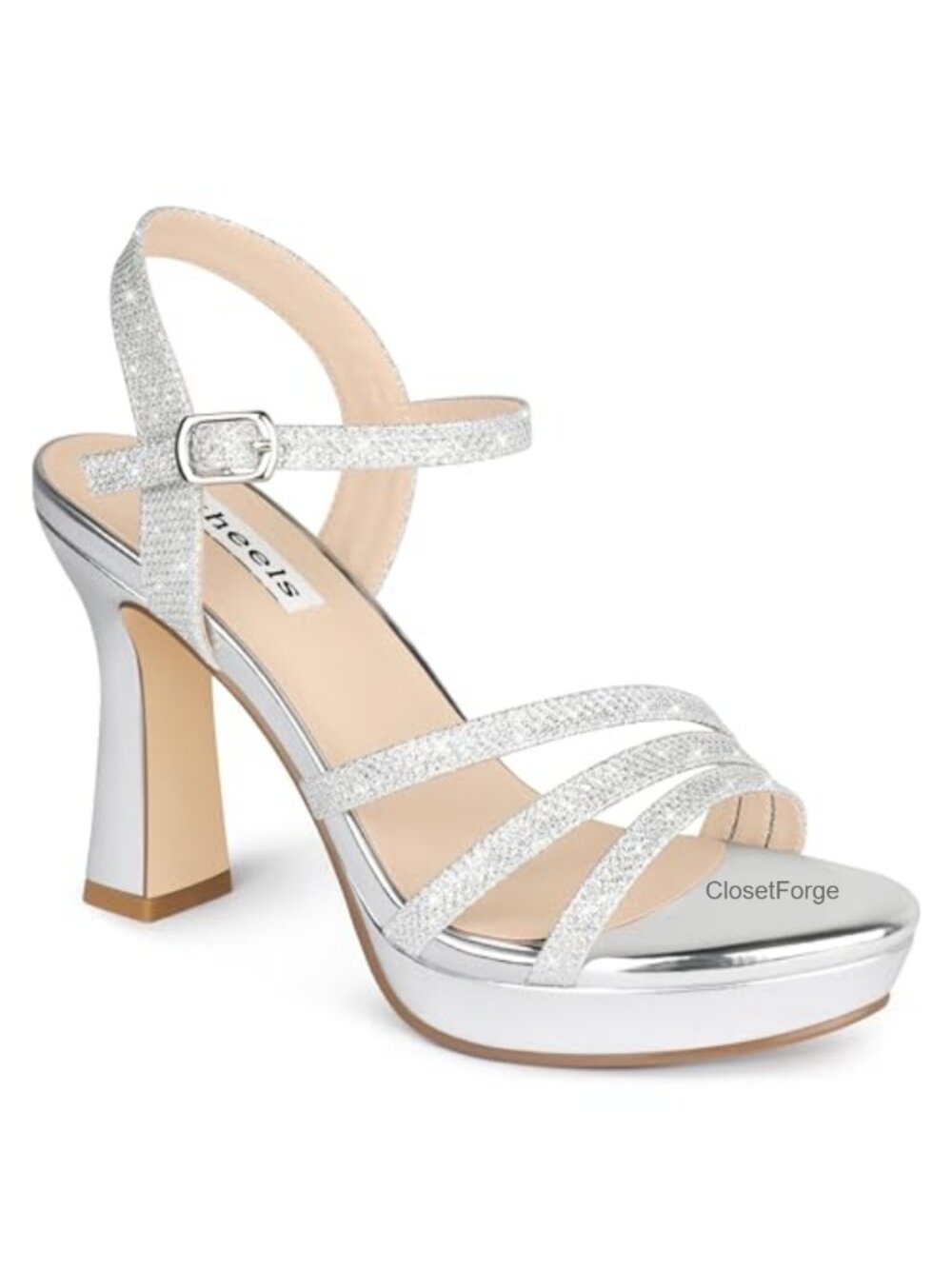 Women's Chunky Platform Sandals Sparkly Strappy Heels